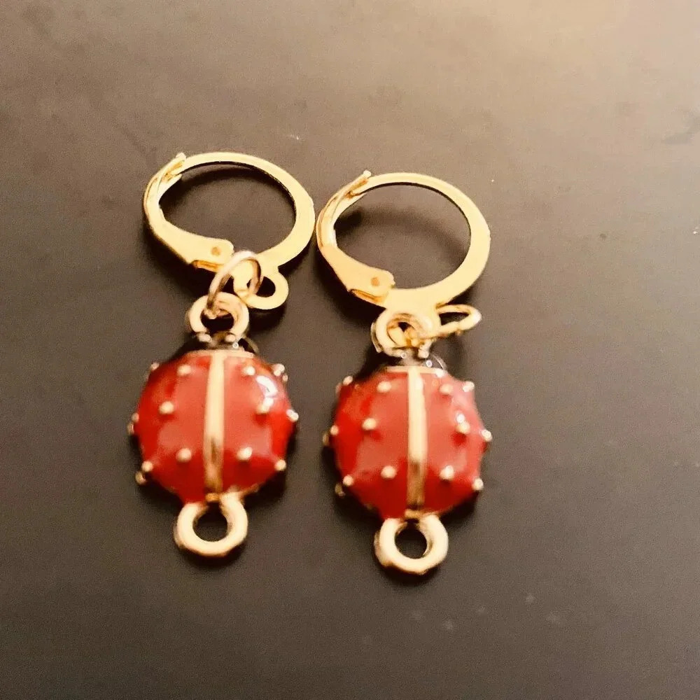 Colorful Beetle Charmed Goldtoned Women's Fashion Earrings set